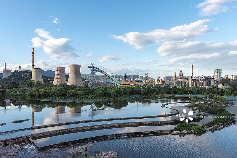 永定河新首钢大桥秋色图片素材