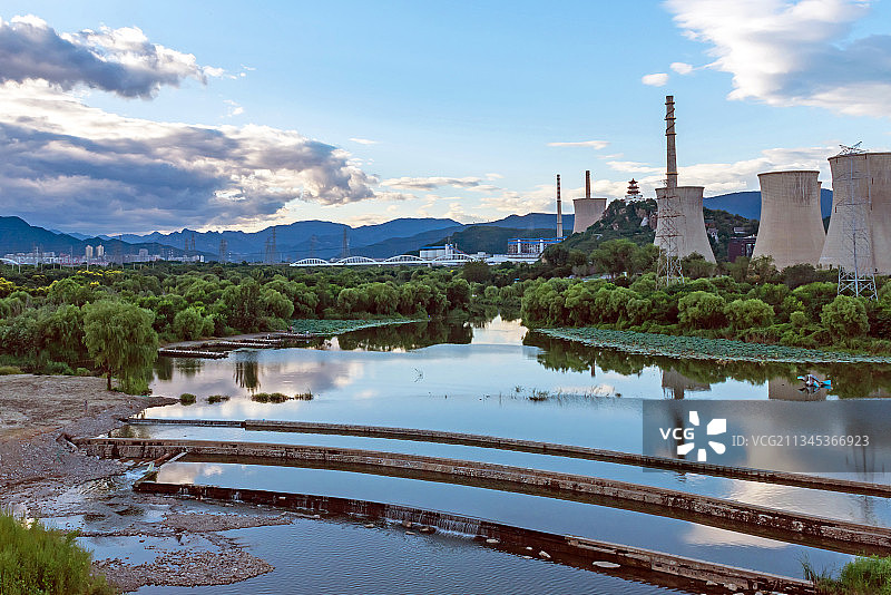 永定河新首钢大桥秋色图片素材