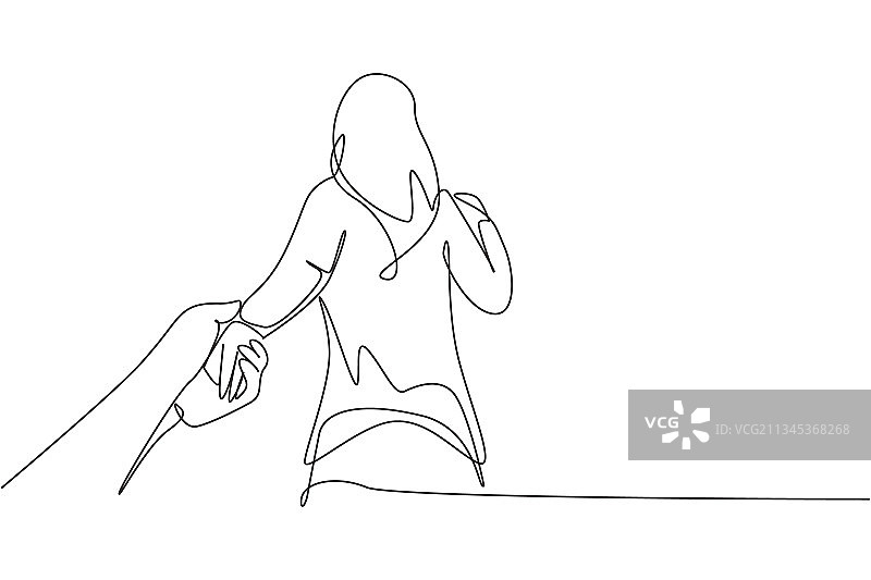 女人抱着男人单线连续画图片素材
