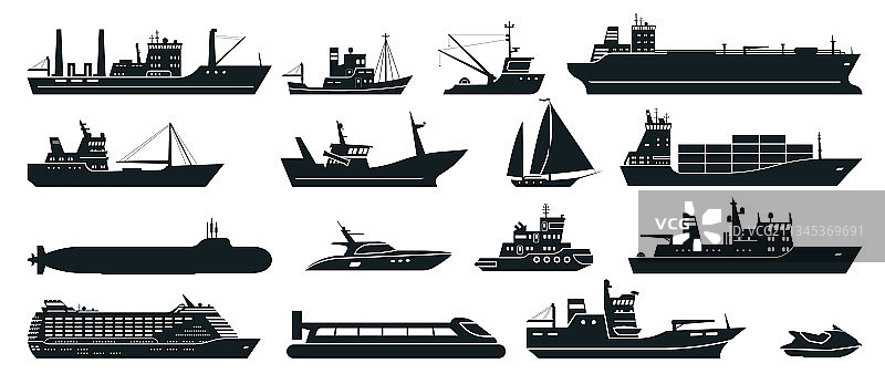 航运货船剪影图片素材