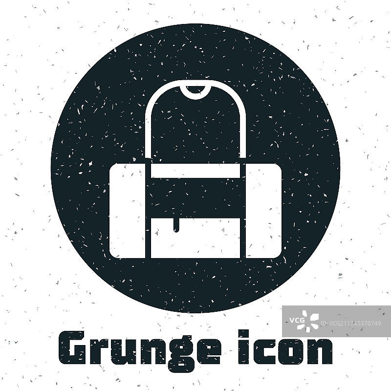 白色背景上隔离的Grunge风格运动包图标图片素材