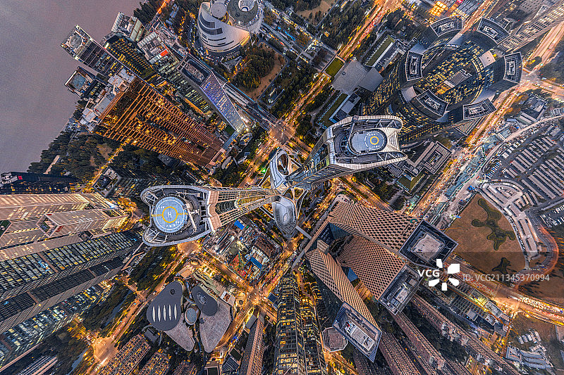 杭州来福士夜景航拍图片素材