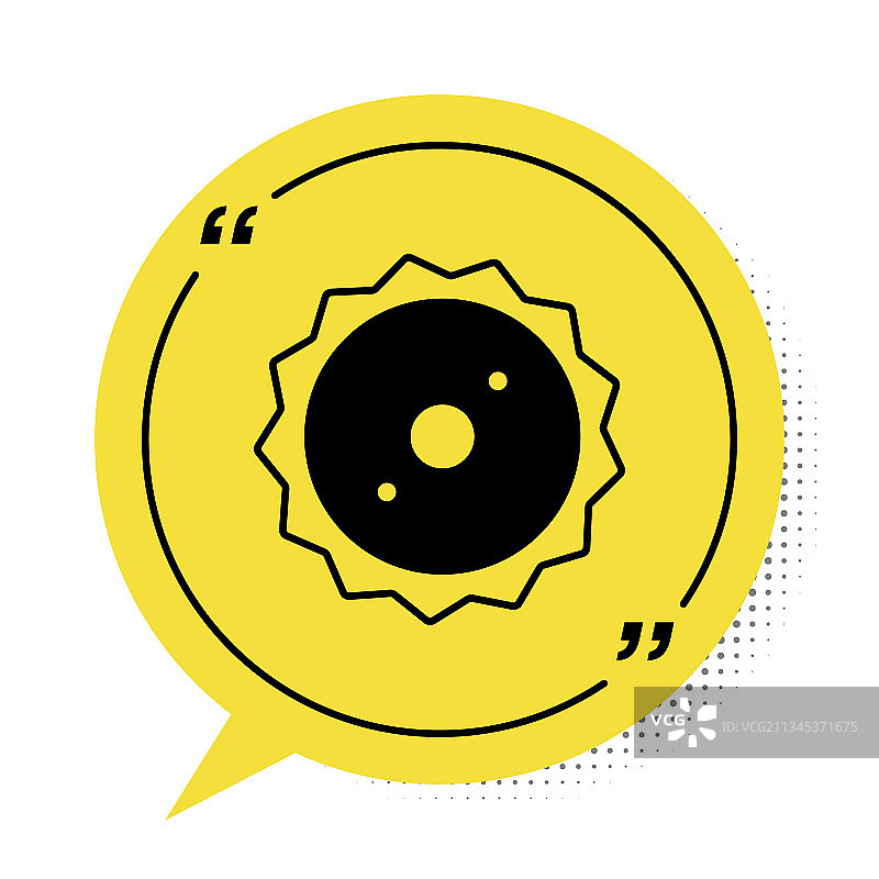 白色背景上隔离的黑色圆锯片图标图片素材