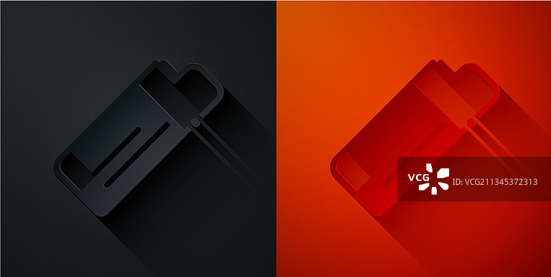 黑红色背景上的剪纸风格打火机图标图片素材