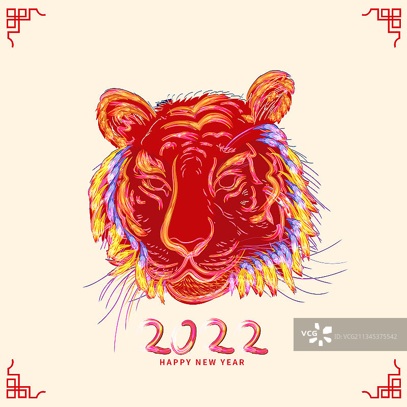 虎年新年的老虎插画图片素材