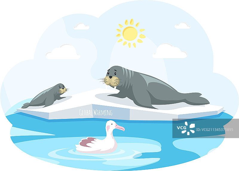 海象躺在冰面上，免受全球变暖影响图片素材