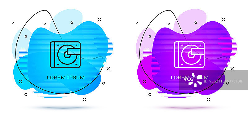 带黑胶唱片的黑胶播放器线性图标图片素材