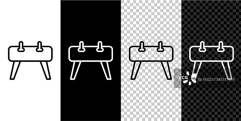 黑色背景下的鞍马图标线条集合图片素材