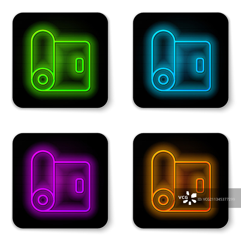 发光的霓虹健身垫卷图标图片素材