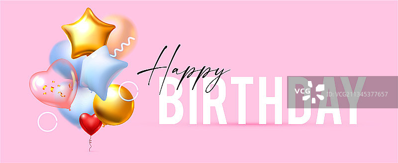 生日快乐与箔气球图片素材