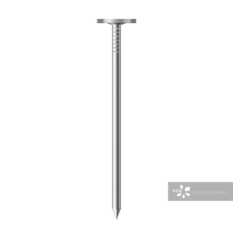 白色背景上的圆形钢帽金属钉侧视图图片素材