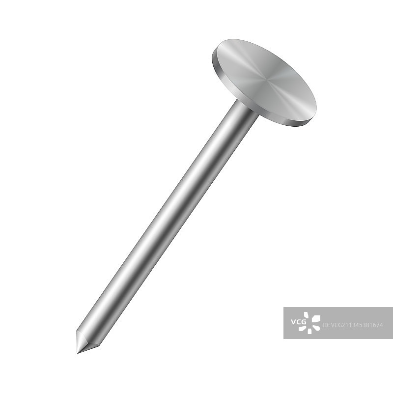 白色背景上的逼真金属钉图片素材