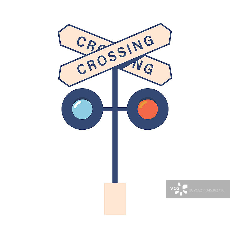 孤立的铁路交叉口标志和交通灯图片素材