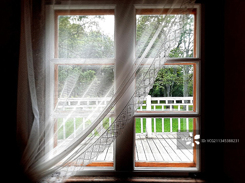 家里的窗帘特写图片素材