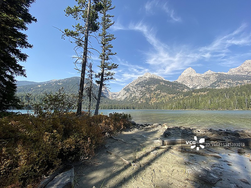 美国怀俄明州大提顿湖的湖光山色图片素材