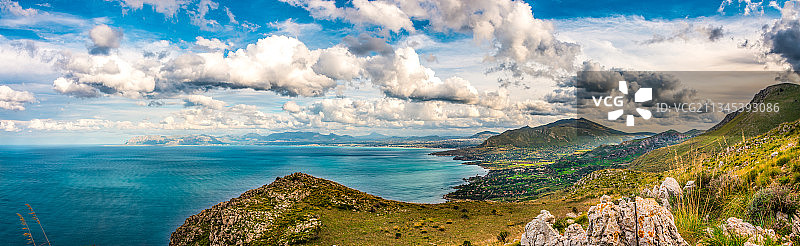 意大利特拉帕尼青加罗自然保护区海景全景图片素材
