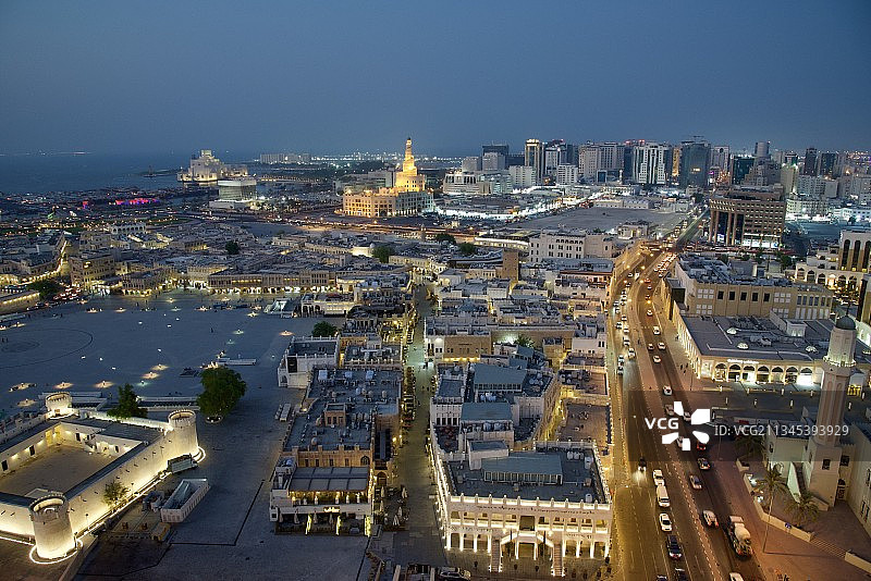 卡塔尔多哈城市夜景图片素材
