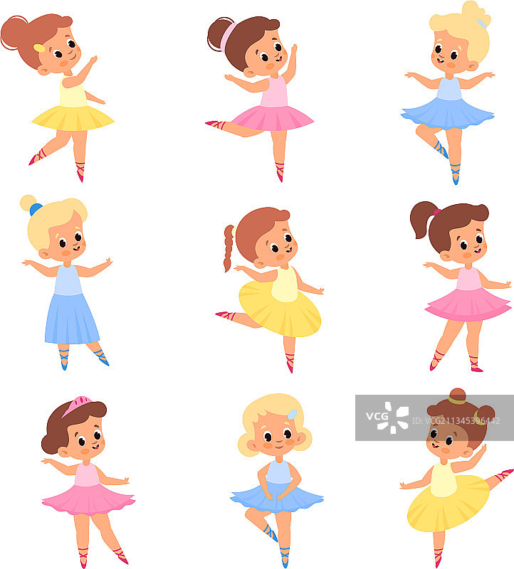 穿着蓬蓬裙和足尖鞋的可爱芭蕾舞女孩图片素材