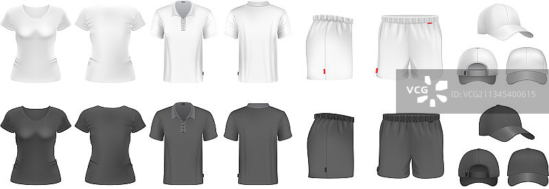 逼真运动服T恤模型（男女款）图片素材