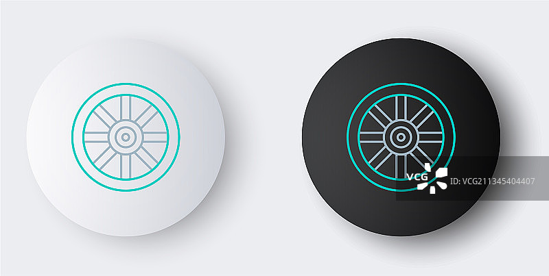 灰色背景上的旧木轮线条图标图片素材