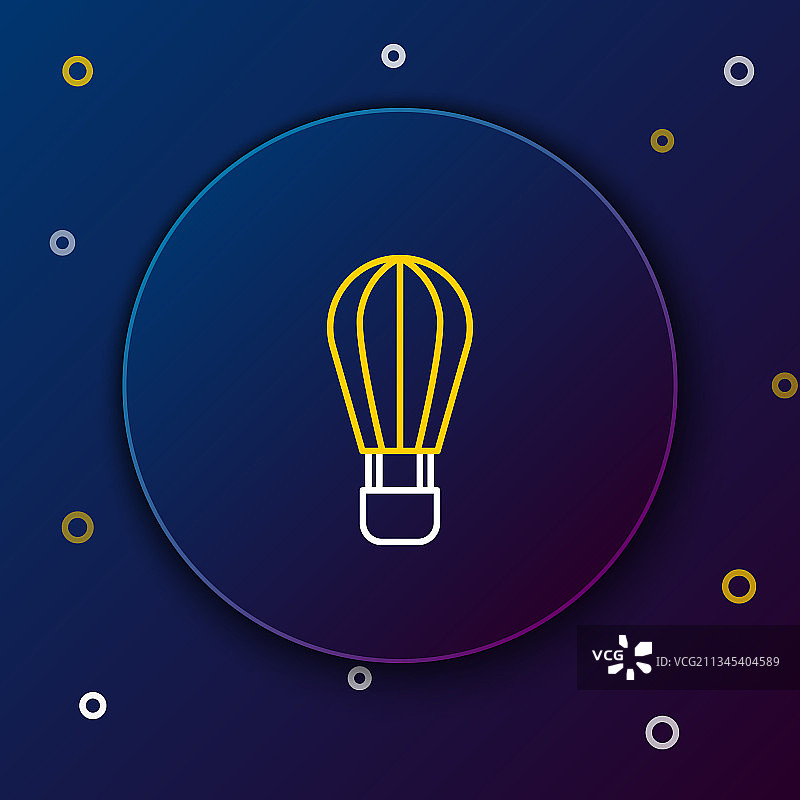 蓝色背景上的线条热气球图标图片素材