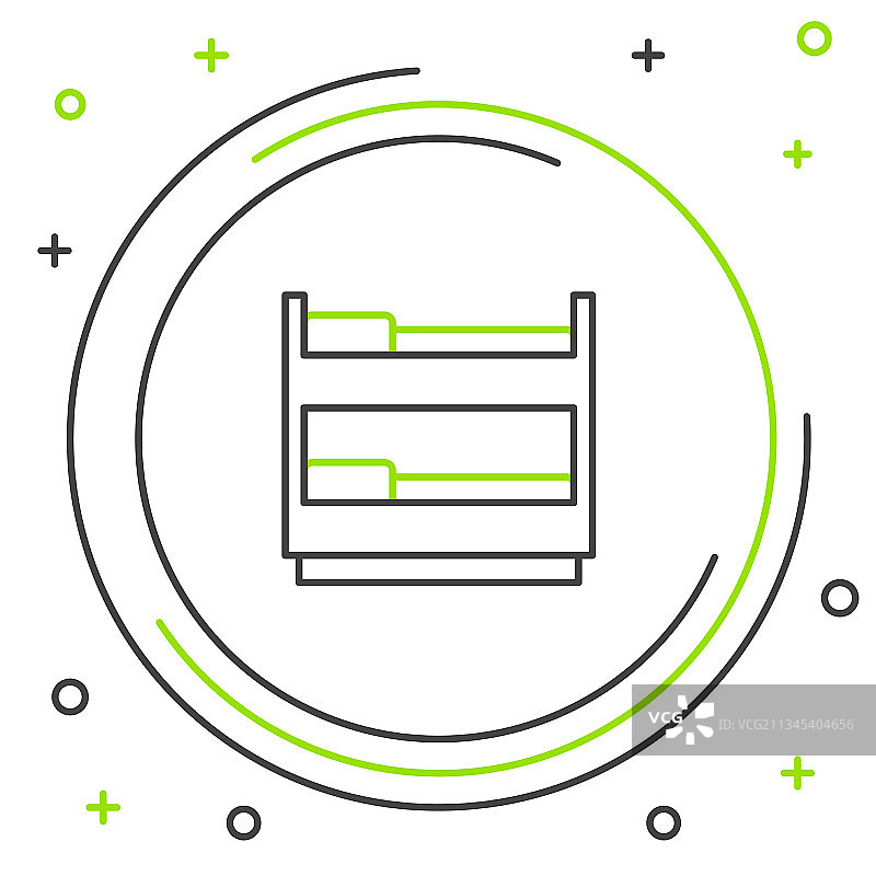 白色背景上的双层床线条图标图片素材