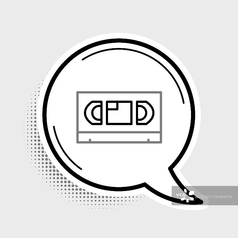 灰色背景上的线性VHS录像带图标图片素材