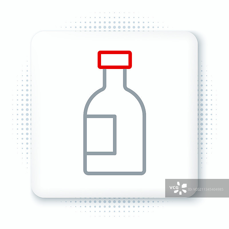 白色背景上的伏特加酒瓶线条图标图片素材
