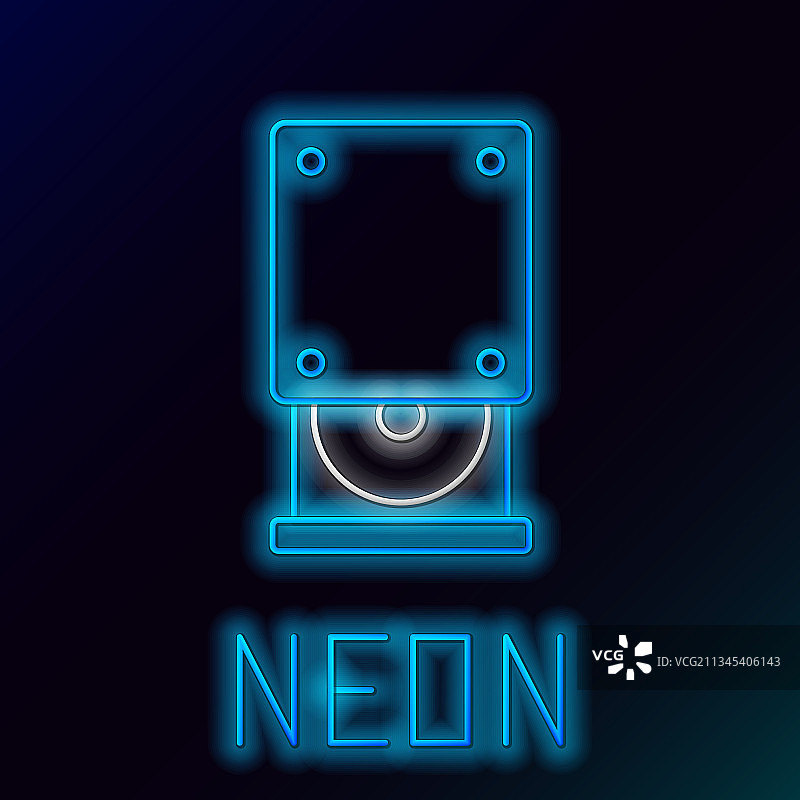 发光霓虹灯光盘驱动器图标图片素材