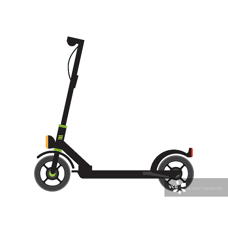 电动滑板车侧视图扁平实体颜色图片素材