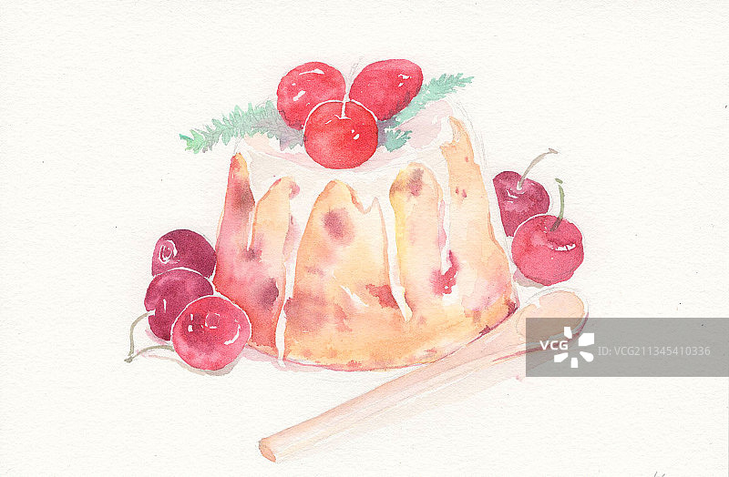 樱桃小蛋糕图片素材