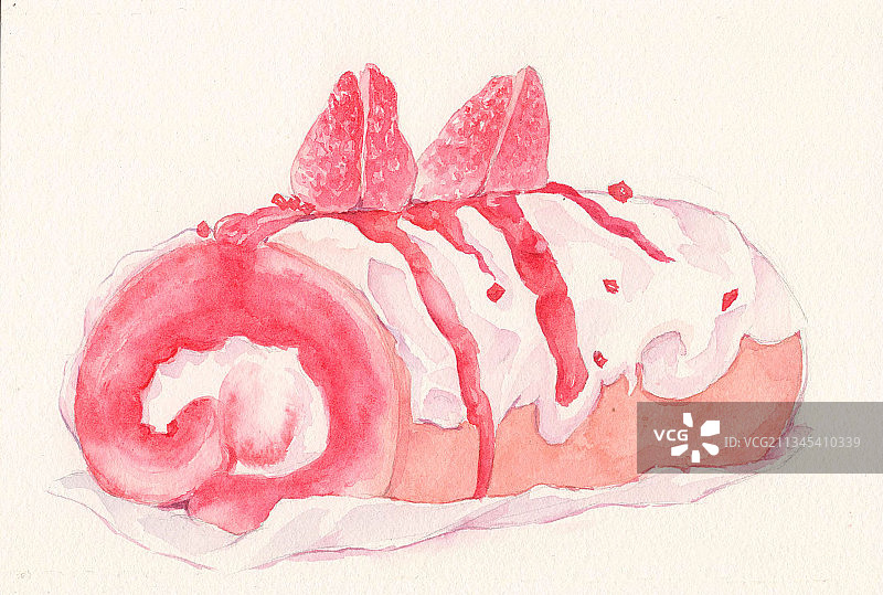 草莓奶面包卷图片素材