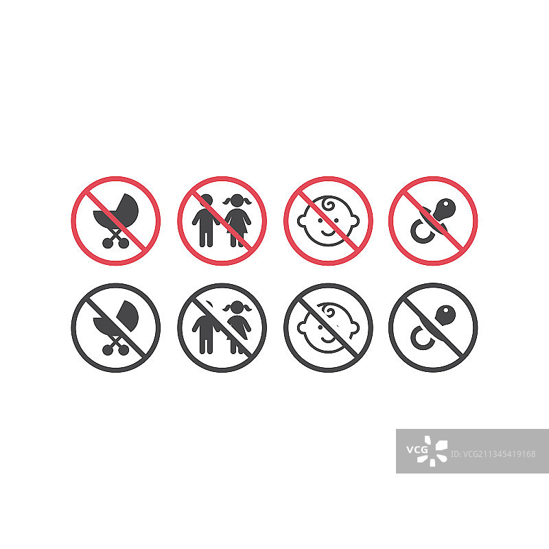 禁止儿童和婴儿红色标志图片素材