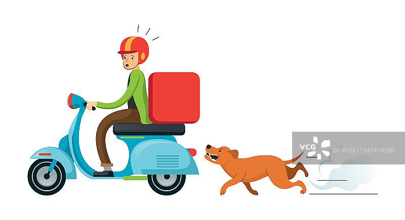 小狗追逐骑摩托车的男人图片素材