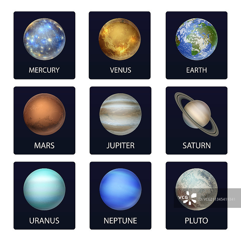 3D逼真宇宙行星卡片图标合集图片素材