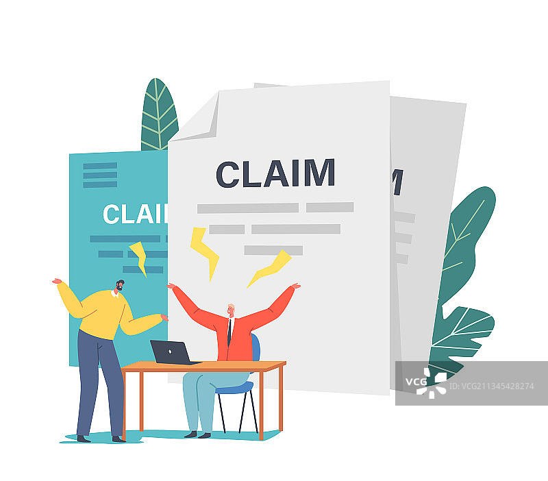 客户与代理人争论保险索赔图片素材