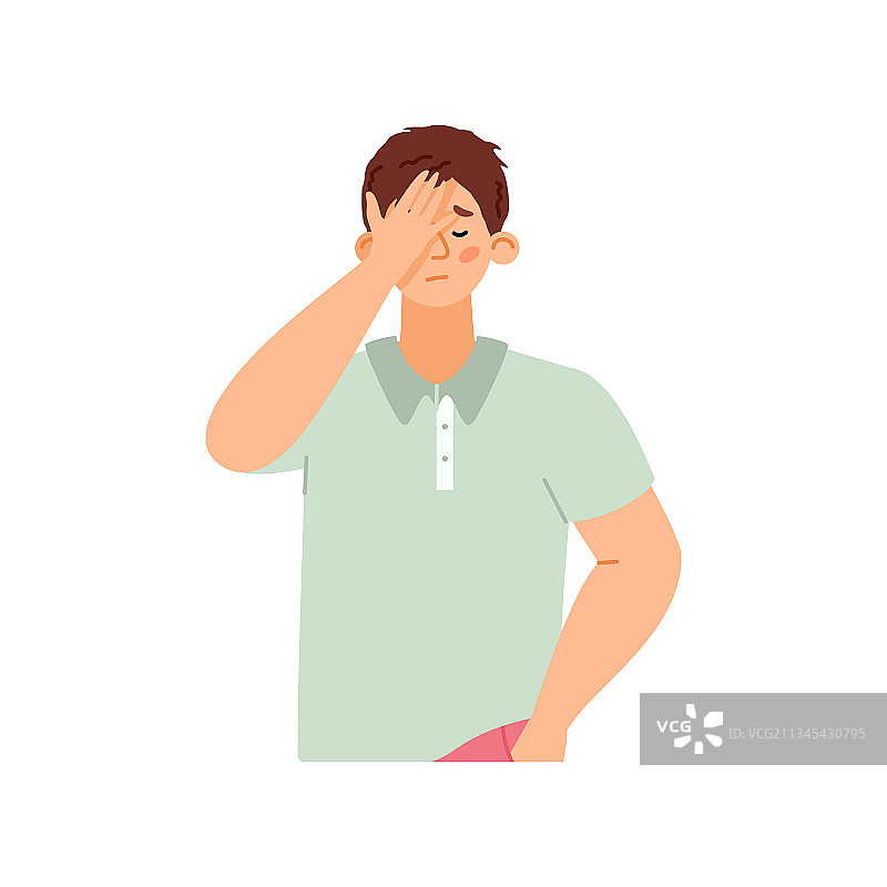 感到羞愧或失望的男人捂住了脸图片素材