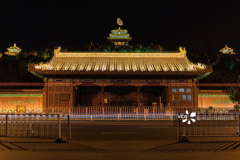 北京景山正门夜景图片素材