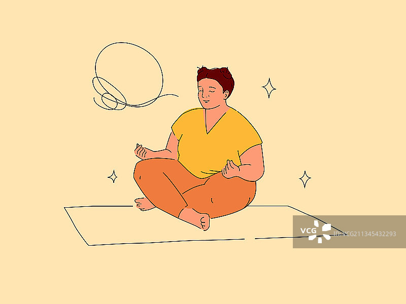 莲花坐姿势的肥胖女人图片素材