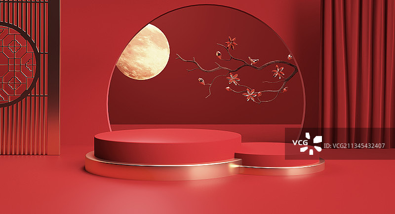 红色春节创意场景图片素材