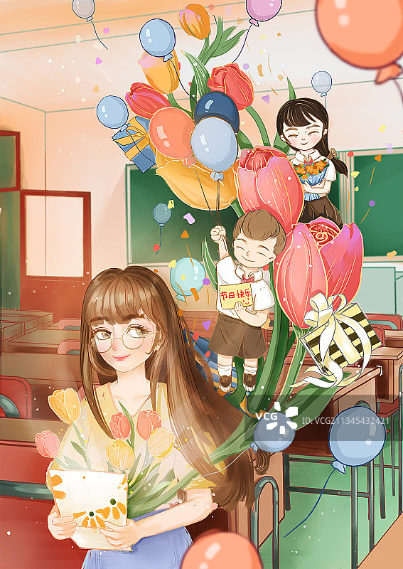 教师节创意插画图片素材