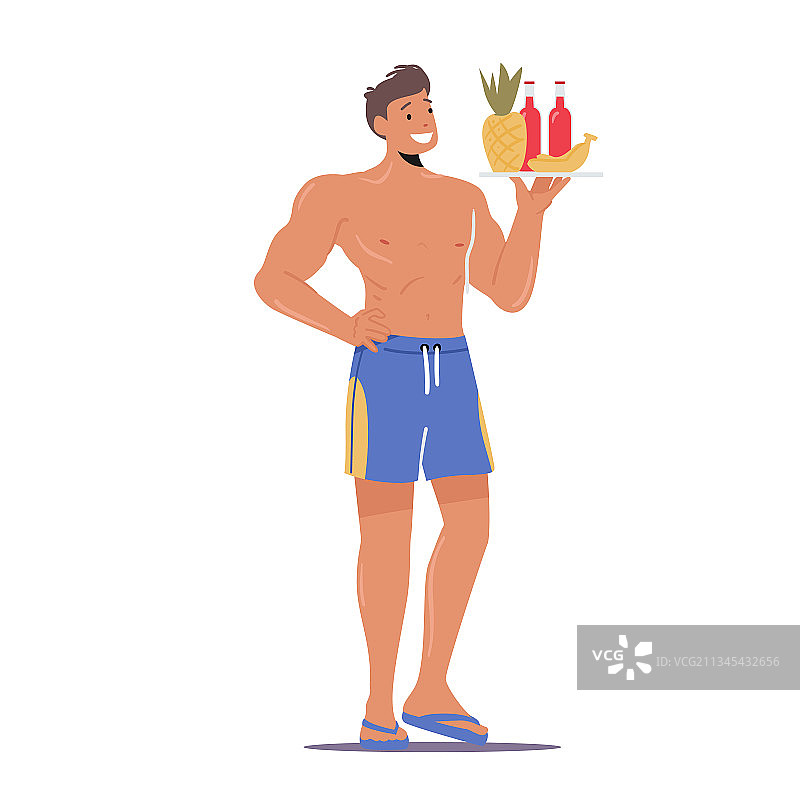 穿拖鞋和泳裤的男人图片素材