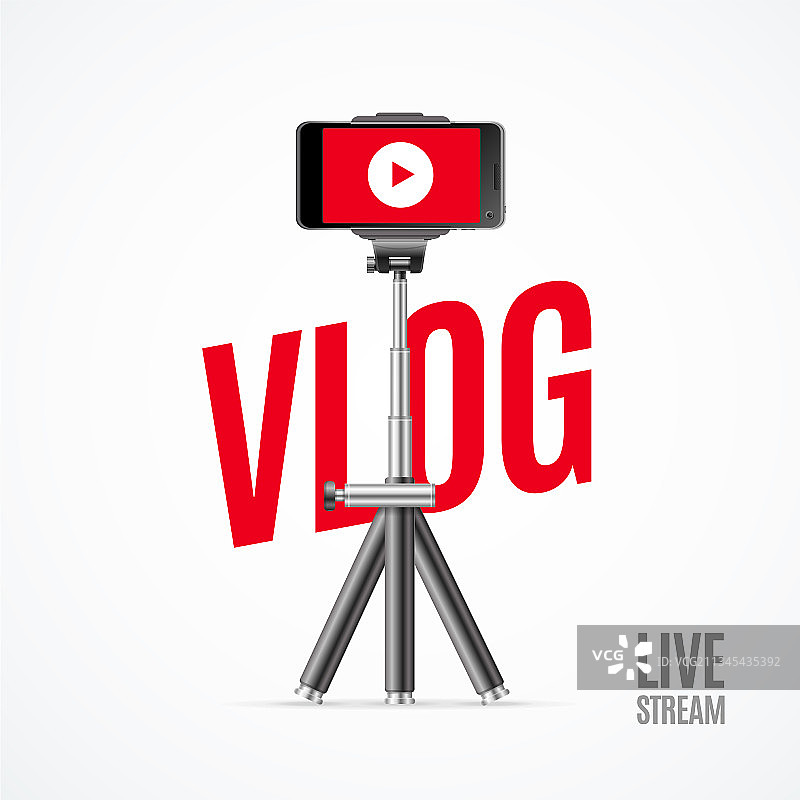 Vlog概念与逼真3D手机图片素材