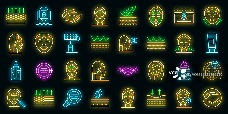 皱纹图标霓虹灯效果图片素材