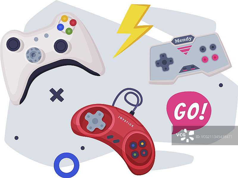 游戏操纵杆：现代与复古游戏手柄图片素材