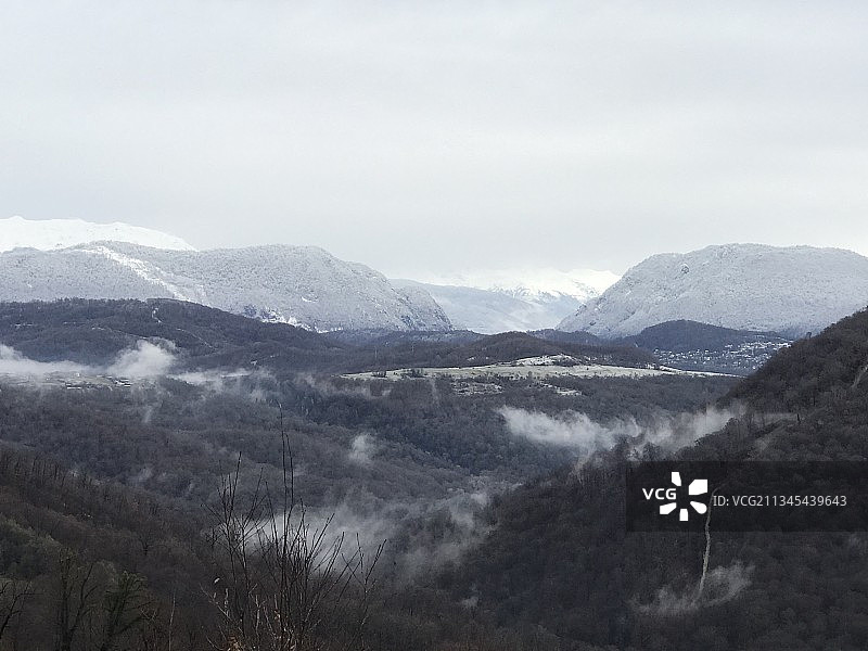 俄罗斯冬季山脉日落美景图片素材