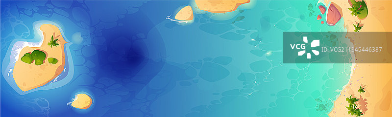 海滩俯视图与海岸线背景图片素材