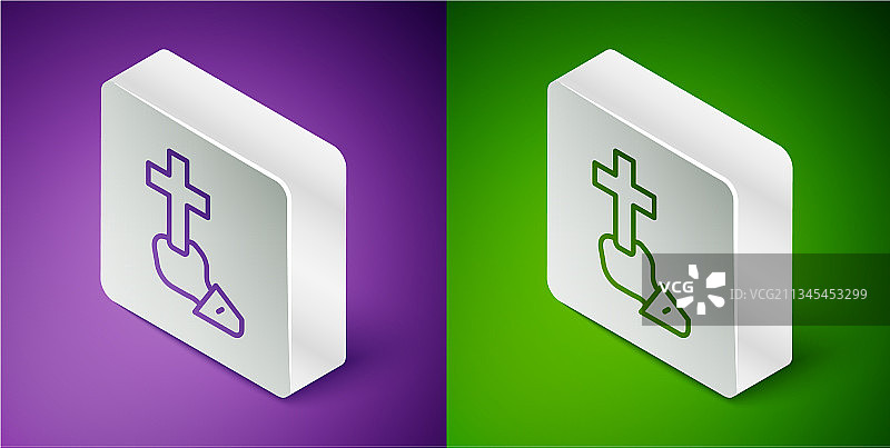 2.5D线条基督教十字架图标图片素材