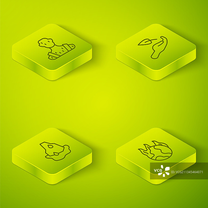 2.5D手持嫩芽冰川融化线条图片素材