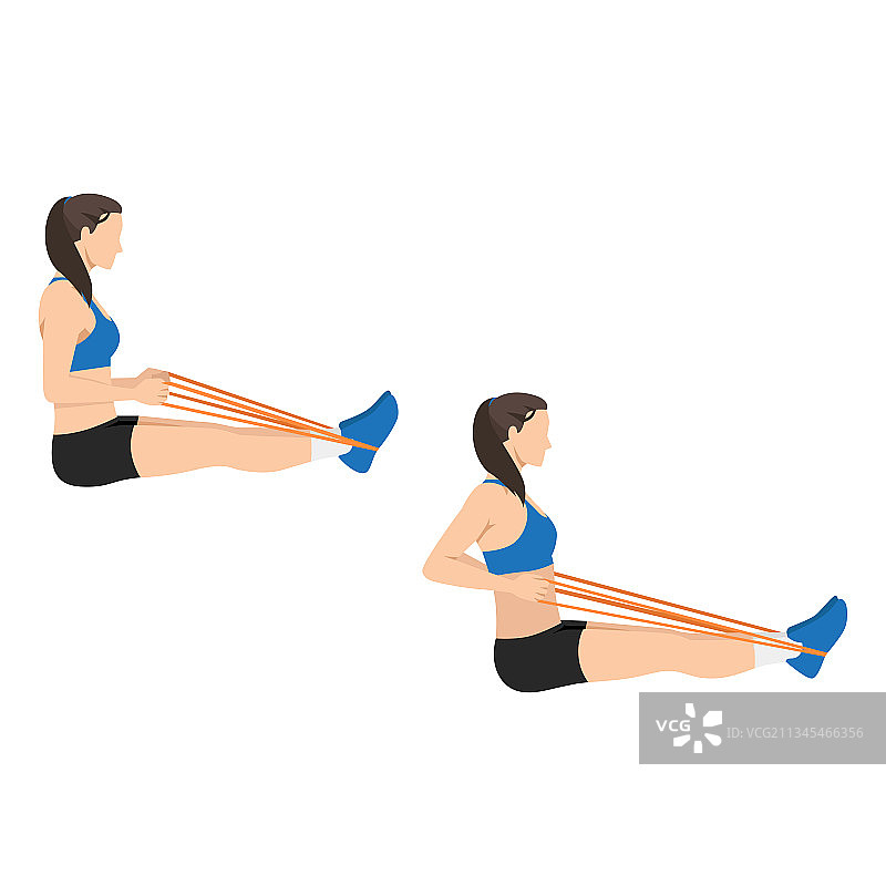女人做带坐姿划船运动图片素材